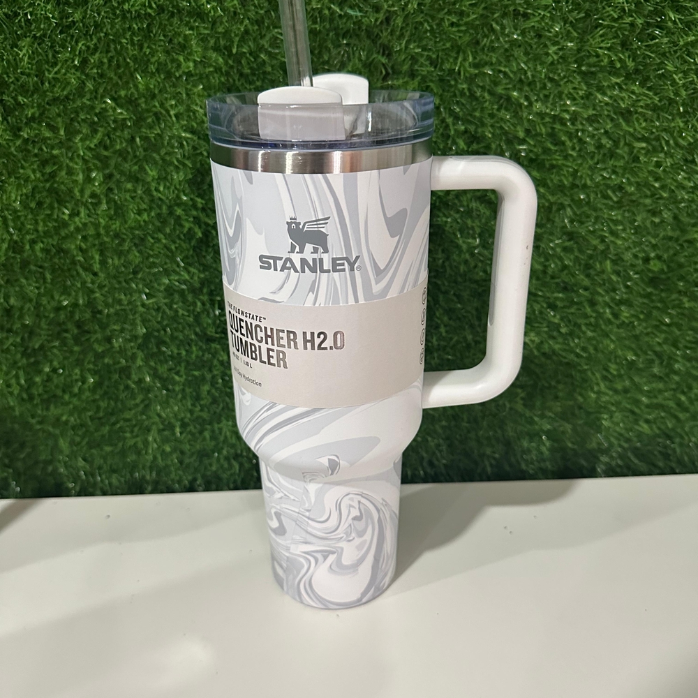 Stanley White and Gray Tumbler